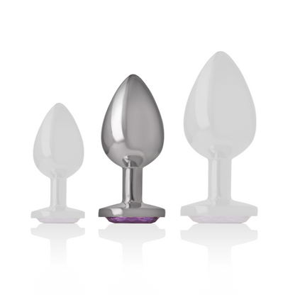 INTENSE - METAL ALUMINUM ANAL PLUG WITH VIOLET CRYSTAL SIZE M