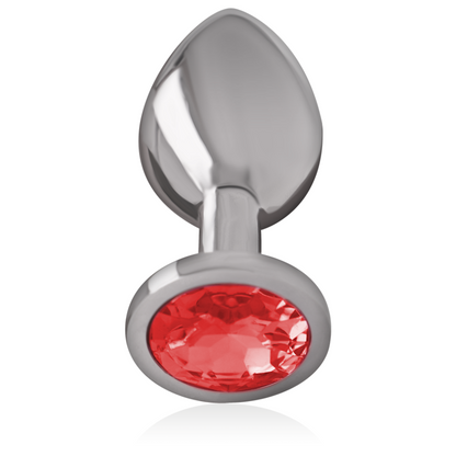 INTENSE - PLUG ANAL METAL ALUMINIO CON CRISTAL ROJO TALLA S