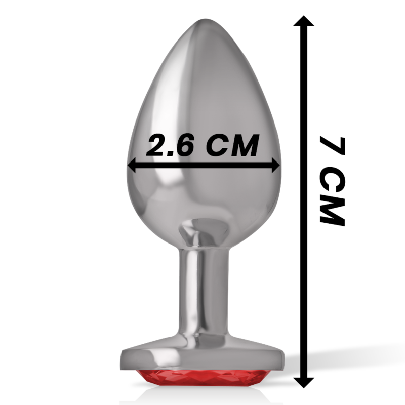 INTENSE - METAL ALUMINUM ANAL PLUG WITH RED CRYSTAL SIZE S