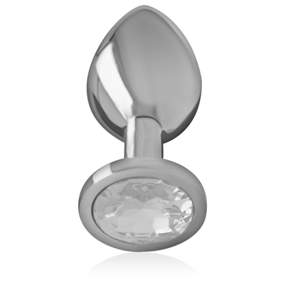 INTENSE - METAL ALUMINUM ANAL PLUG WITH SILVER CRYSTAL SIZE S