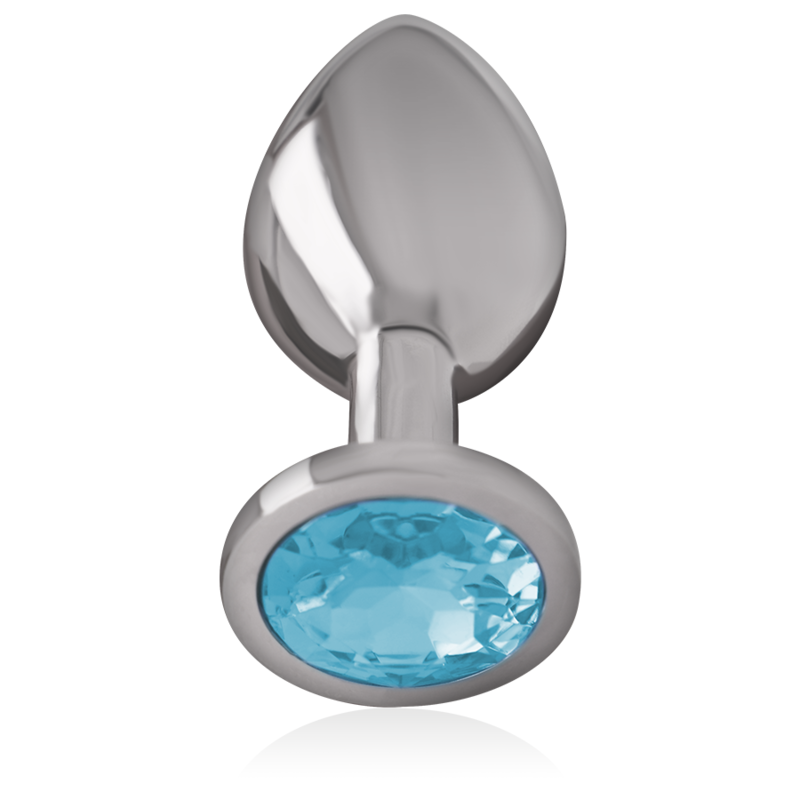 INTENSE - METAL ALUMINUM ANAL PLUG WITH BLUE CRYSTAL SIZE S