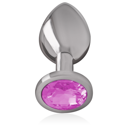 INTENSE - METAL ALUMINUM ANAL PLUG WITH PINK CRYSTAL SIZE M