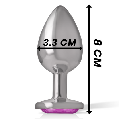 INTENSE - METAL ALUMINUM ANAL PLUG WITH PINK CRYSTAL SIZE M