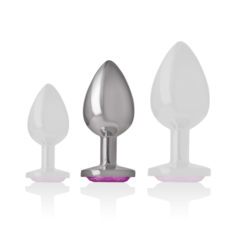 INTENSE - METAL ALUMINUM ANAL PLUG WITH PINK CRYSTAL SIZE M