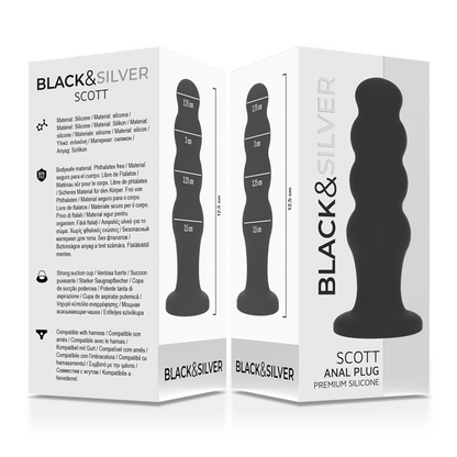 BLACK&amp;SILVER - SCOTT PREMIUM SILICONE ANAL PLUG BLACK