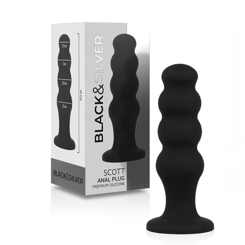 BLACK&amp;SILVER - SCOTT PREMIUM SILICONE ANAL PLUG BLACK