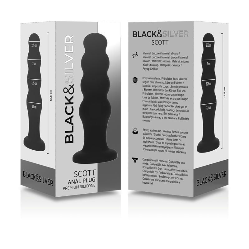 BLACK&SILVER - SCOTT PLUG ANAL SILICONA PREMIUM NEGRO