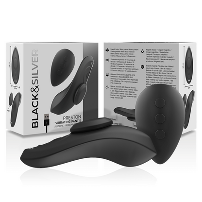 BLACK&amp;SILVER - PRESTON PANTIE MAGNETIC VIBRATOR SILICONE REMOTE