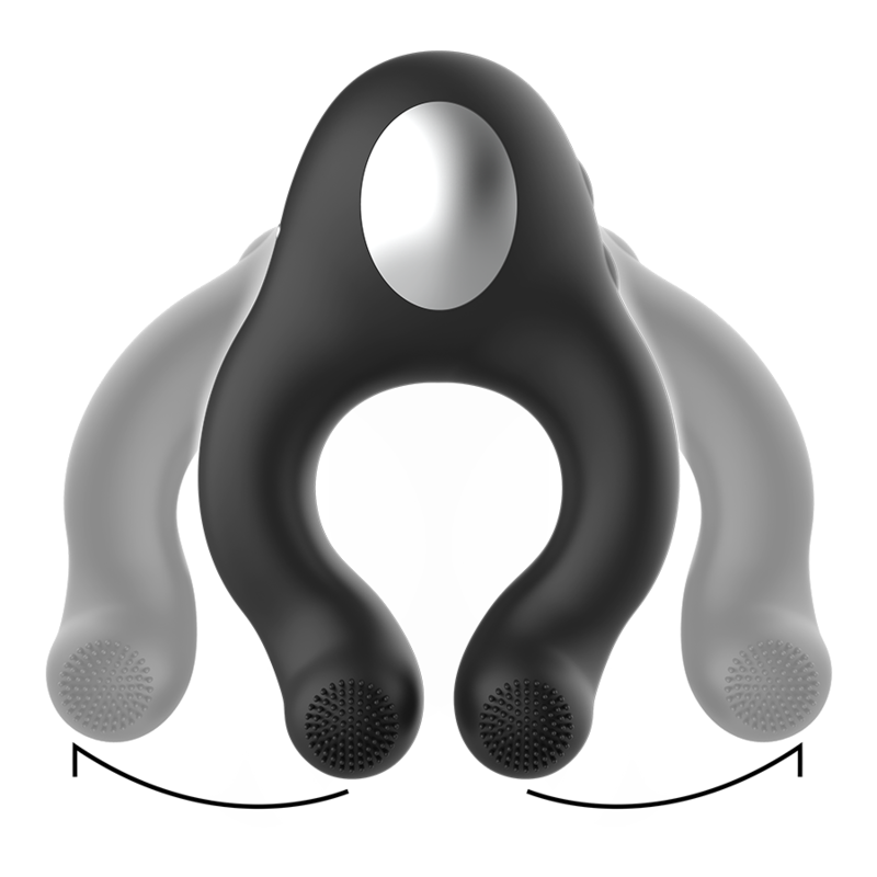 BLACK&amp;SILVER - RECHARGEABLE 3 MOTOR SILICONE VIBRATING RING BLACK