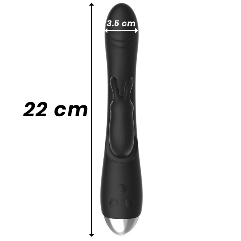 BLACK&amp;SILVER - DJ. ADAM RECHARGEABLE SILICONE RABBIT STIMULATOR BLACK