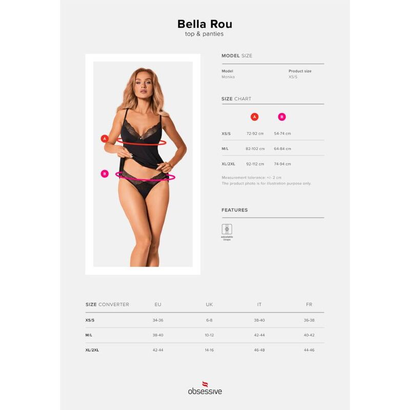 OBSESSIVE - BELLA ROU TOP &amp; PANTIES XS/S