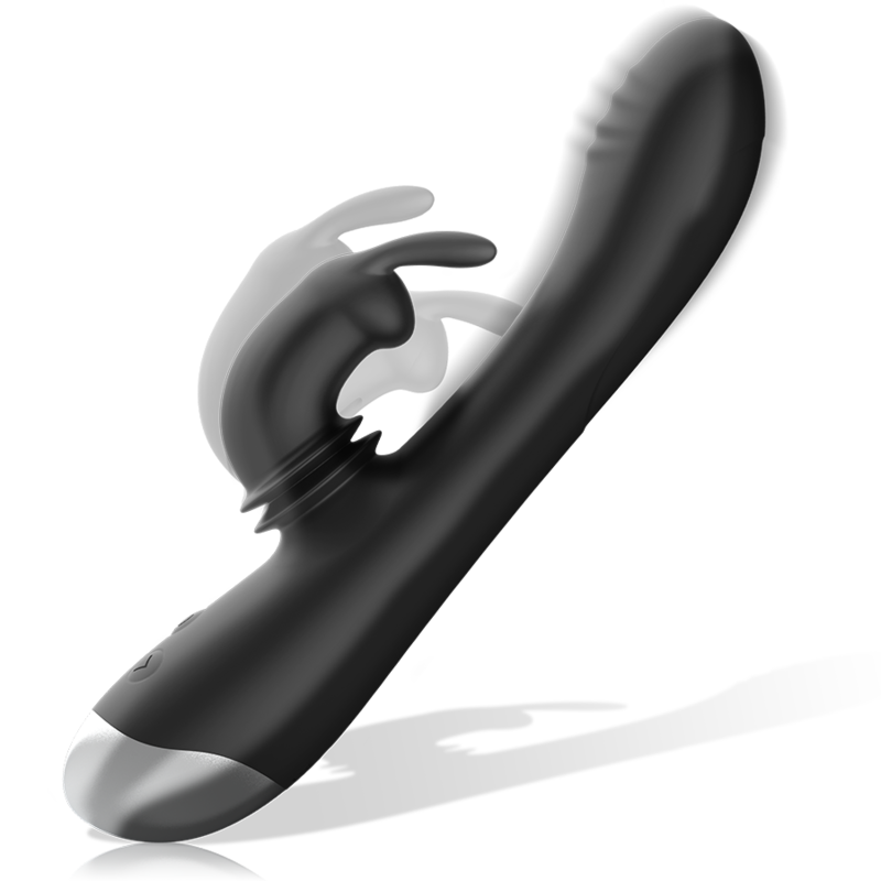 BLACK&amp;SILVER - DJ. ADAM RECHARGEABLE SILICONE RABBIT STIMULATOR BLACK