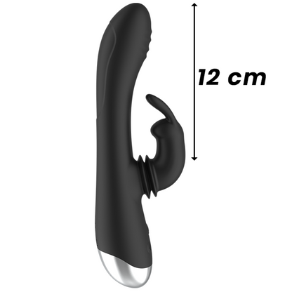 BLACK&amp;SILVER - DJ. ADAM RECHARGEABLE SILICONE RABBIT STIMULATOR BLACK