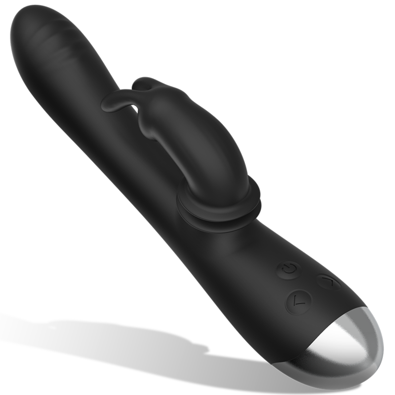 BLACK&amp;SILVER - DJ. ADAM RECHARGEABLE SILICONE RABBIT STIMULATOR BLACK