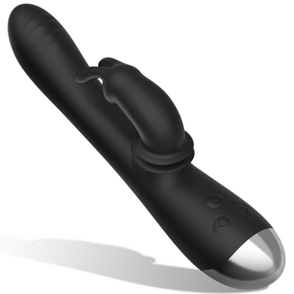 BLACK&amp;SILVER - DJ. ADAM RECHARGEABLE SILICONE RABBIT STIMULATOR BLACK