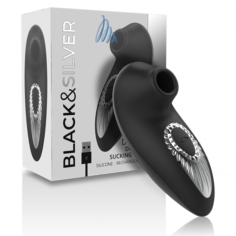 BLACK&amp;SILVER - DRAKE DELUXE SUCKING VIBE RECHARGEABLE SILICONE BLACK