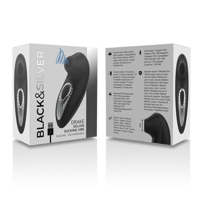 BLACK&amp;SILVER - DRAKE DELUXE SUCKING VIBE RECHARGEABLE SILICONE BLACK