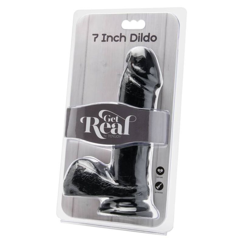 GET REAL - DILDO 18 CM CON TESTICULOS NEGRO