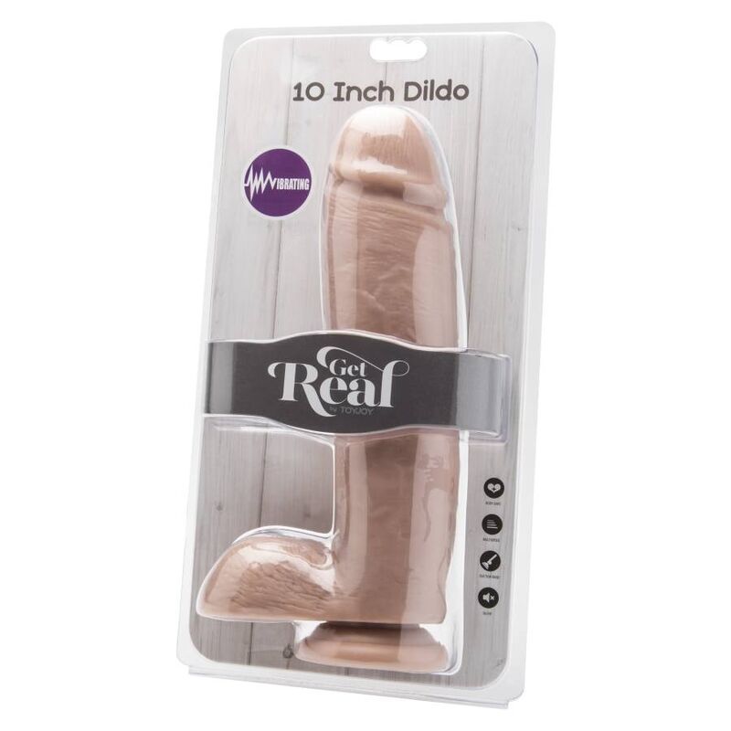 GET REAL - DILDO 25.5 CM WITH NATURAL VIBRATOR TESTICLES