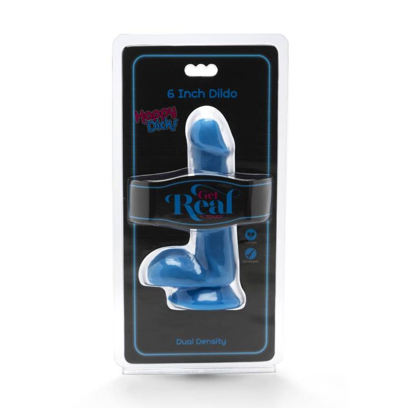 GET REAL - HAPPY DICKS DILDO 12 CM WITH BLUE TESTICLES