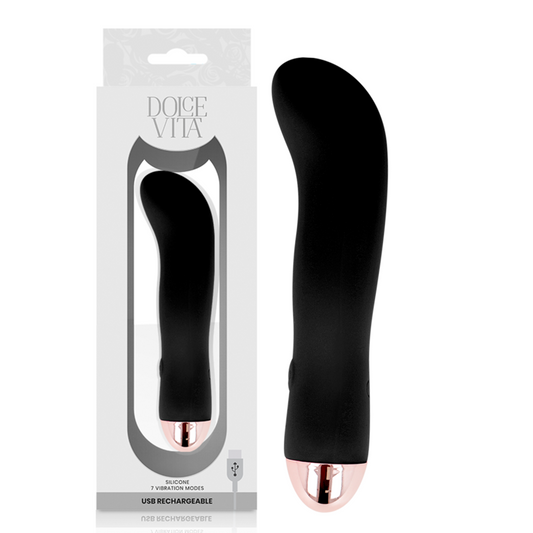 DOLCE VITA - TWO BLACK 7 SPEEDS RECHARGEABLE VIBRATOR