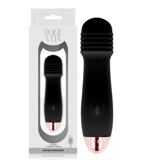 DOLCE VITA - TRES BLACK 7 SPEEDS RECHARGEABLE VIBRATOR