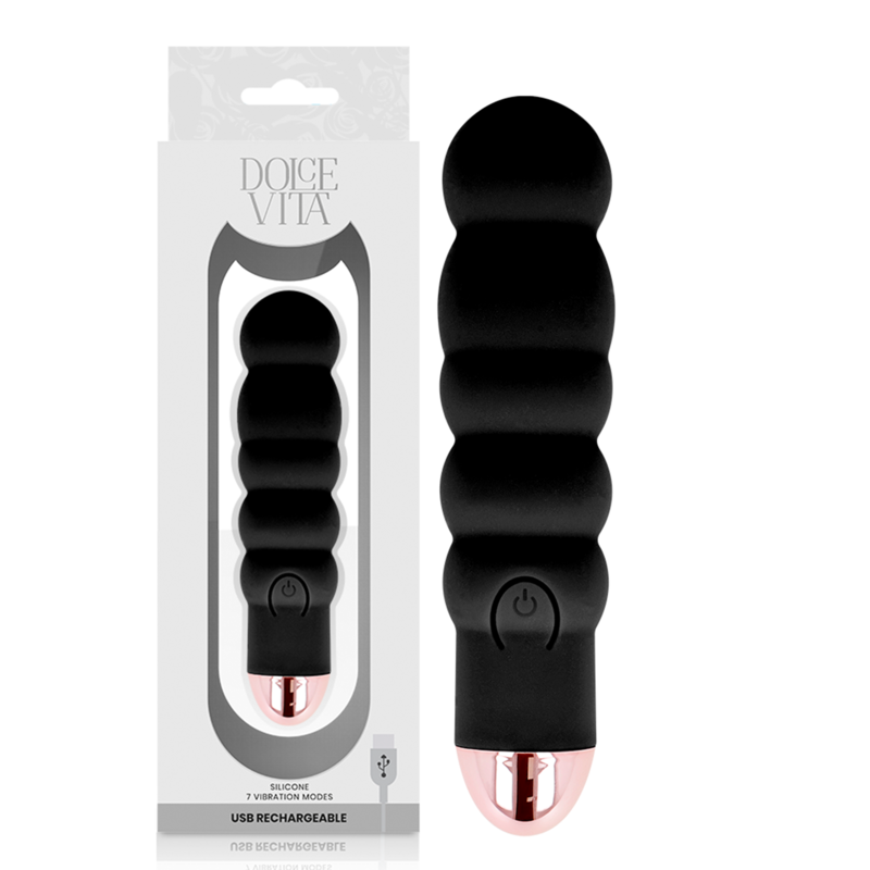 DOLCE VITA - SIX BLACK 7 SPEEDS RECHARGEABLE VIBRATOR