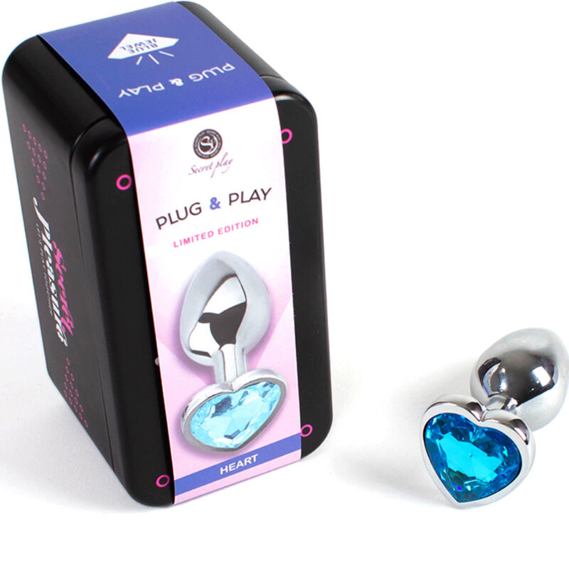 SECRETPLAY - METAL BUTT PLUG BLUE HEART SIZE S 7 CM