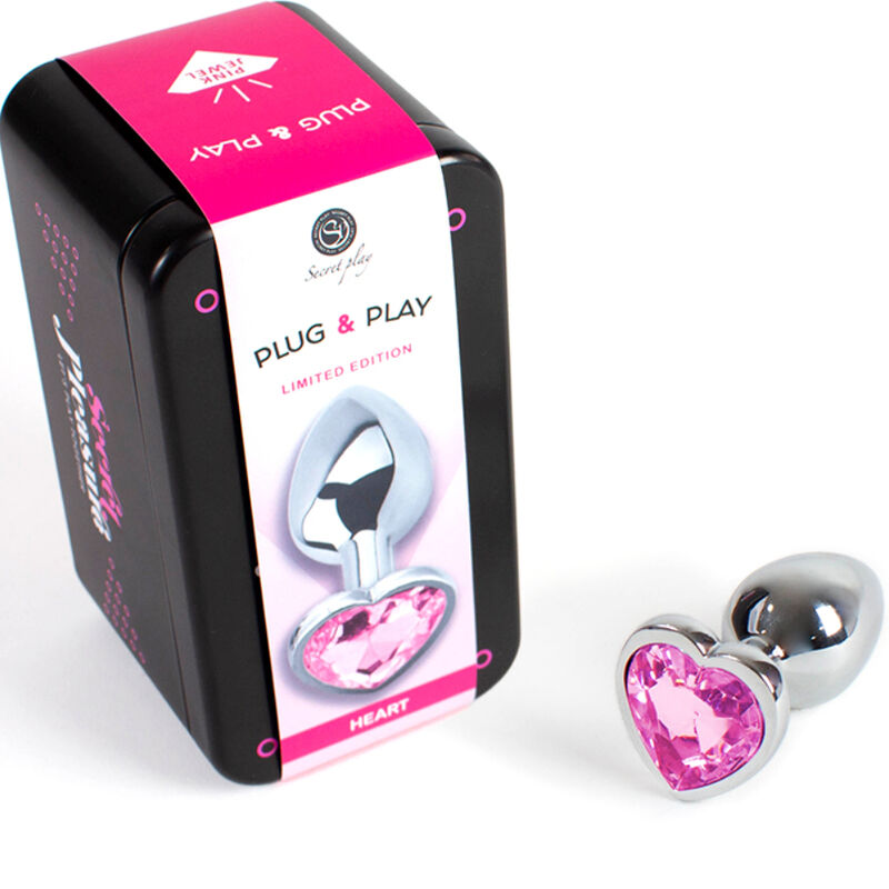 SECRETPLAY - METAL BUTT PLUG HEART FUCHSIA SIZE S 7 CM