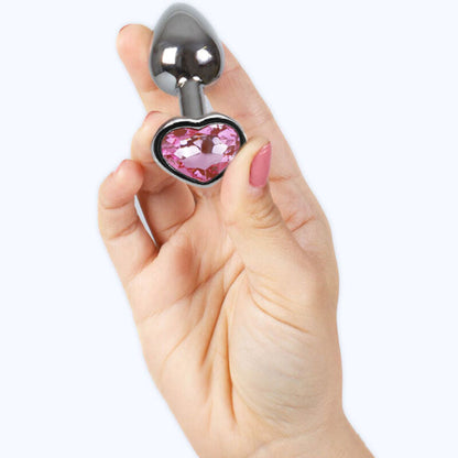 SECRETPLAY - METAL BUTT PLUG HEART FUCHSIA SIZE S 7 CM