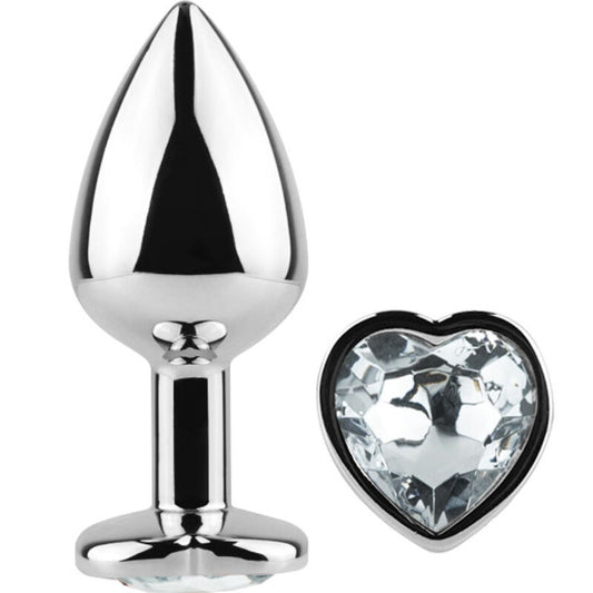 SECRETPLAY - METAL BUTT PLUG TRANSPARENT HEART SIZE S 7 CM