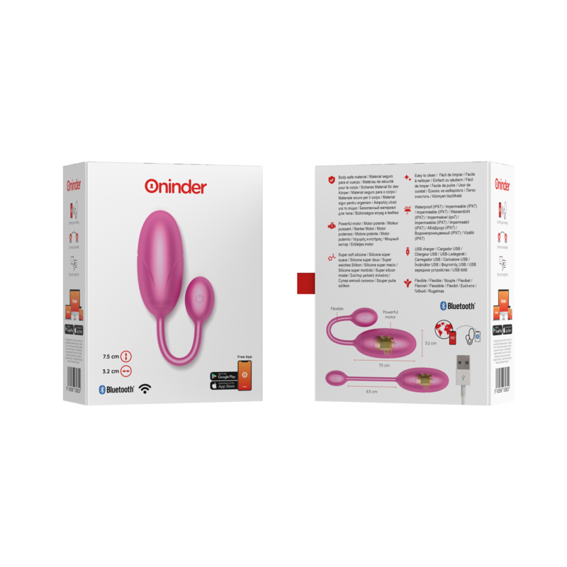 ONINDER - TOKYO VIBRATING EGG PINK 7.5 X 3.2 CM - FREE APP