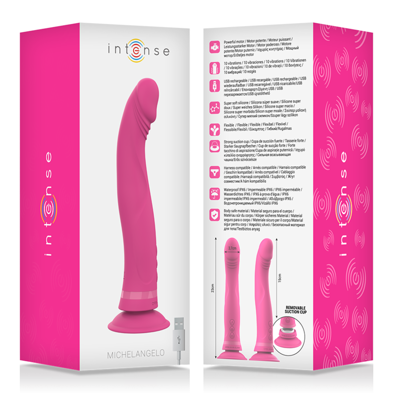 INTENSE - MICHELANGELO PINK SILICONE VIBRATING DILDO