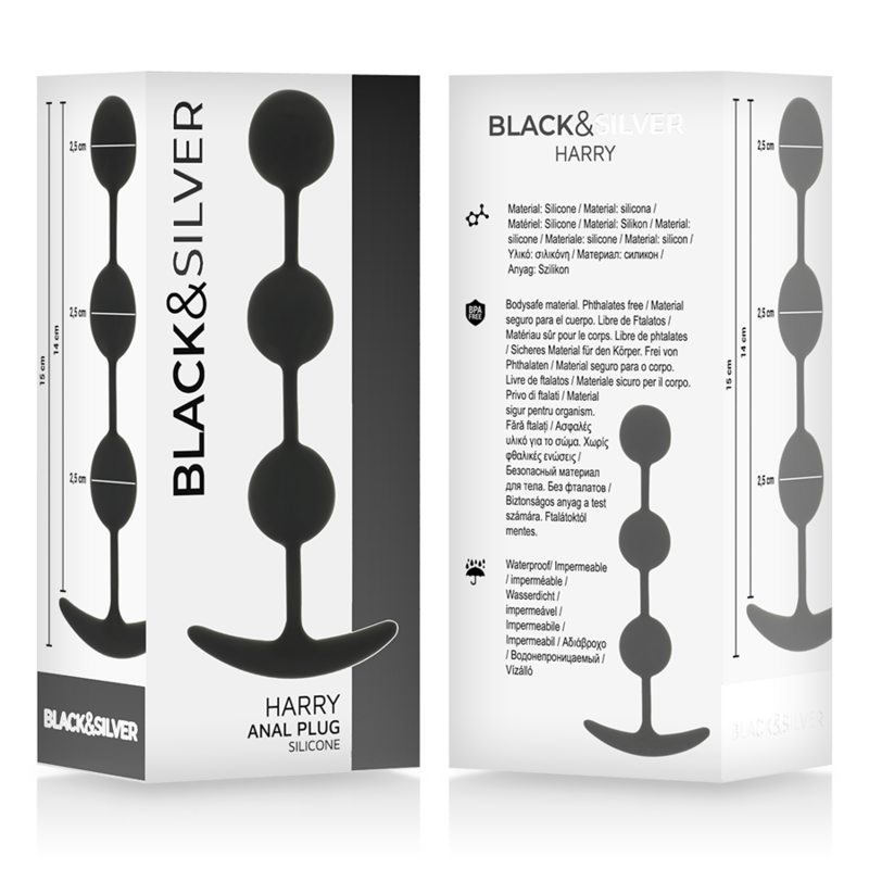 BLACK&amp;SILVER - HARRY ROSARIO ANAL 3 SILICONE SPHERES 14 CM