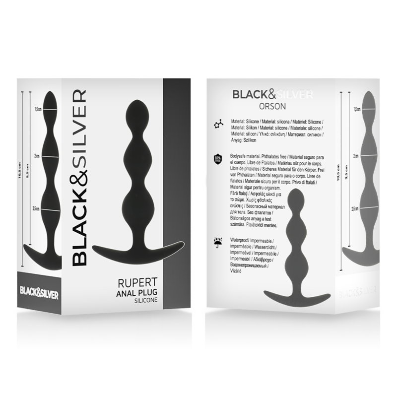 BLACK&amp;SILVER - RUPERT CHAIN ​​ANAL BALLS 10 CM