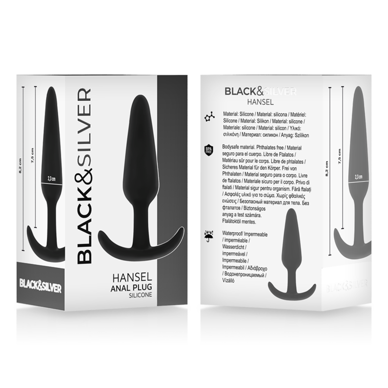 BLACK&amp;SILVER - HANSEL SILICONE ANAL PLUG WITH HANDLE SMALL