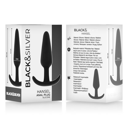 BLACK&amp;SILVER - HANSEL SILICONE ANAL PLUG WITH HANDLE SMALL