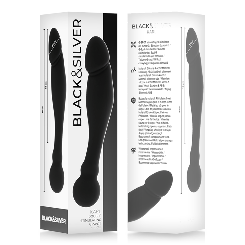 BLACK&amp;SILVER - KARL DILDO G-SPOT STIMULATOR 18 CM