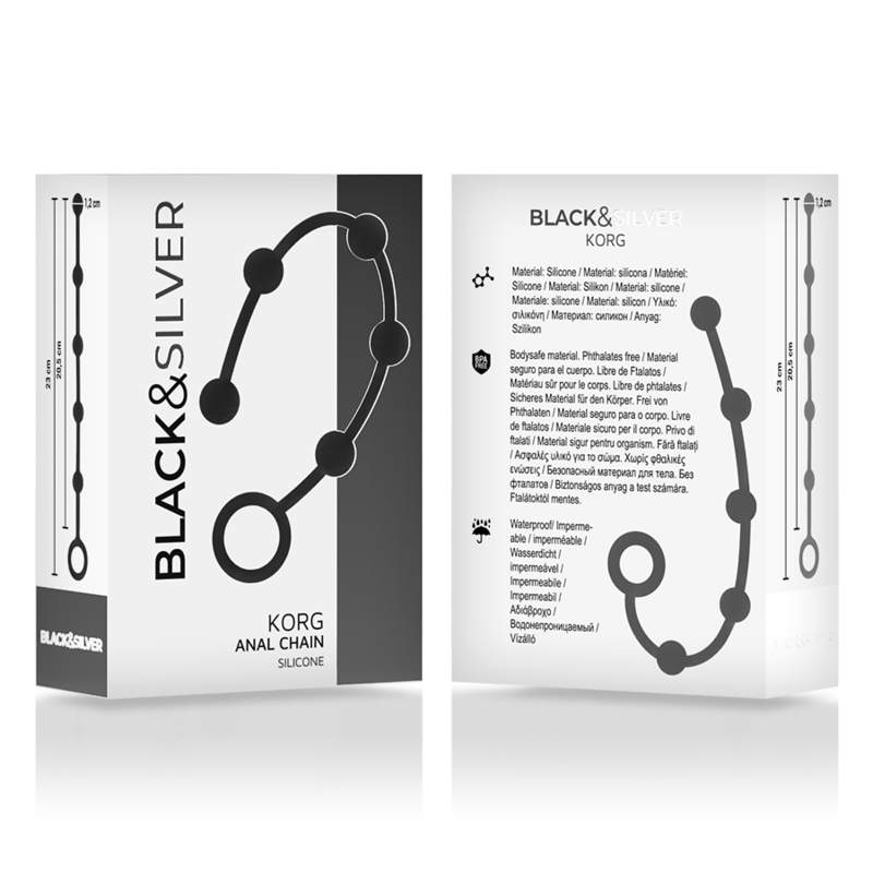 BLACK&amp;SILVER - KORG ANAL ROSARIO SILICONE INITIATION 21 CM