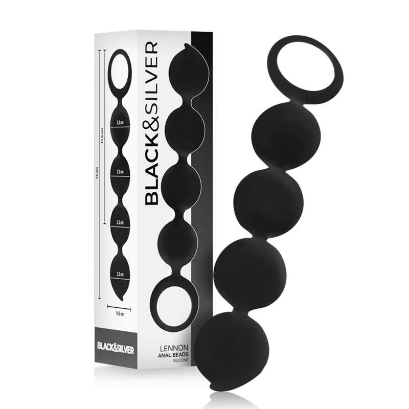 BLACK&amp;SILVER - LENNON ROSARIO ANAL 4 SILICONE SPHERES 15 CM