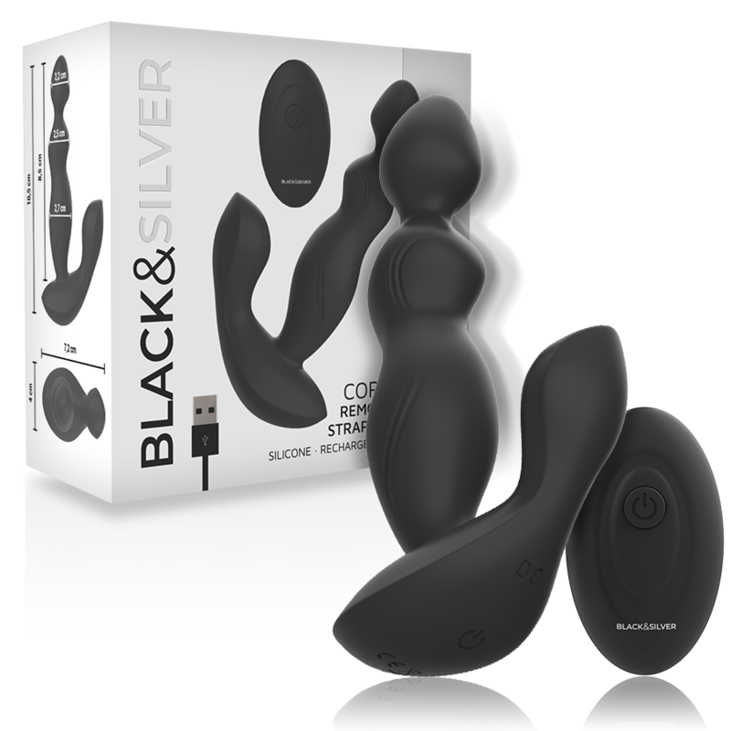 BLACK&amp;SILVER - CORA PROSTATIC PLUG SILICONE REMOTE CONTROL