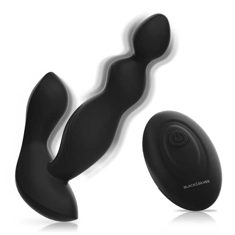 BLACK&amp;SILVER - CORA PROSTATIC PLUG SILICONE REMOTE CONTROL