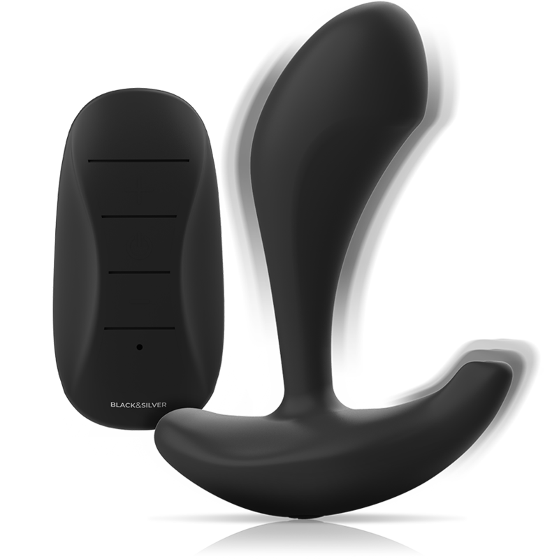 BLACK&amp;SILVER - DWAYNE ANAL PLUG SILICONE REMOTE CONTROL