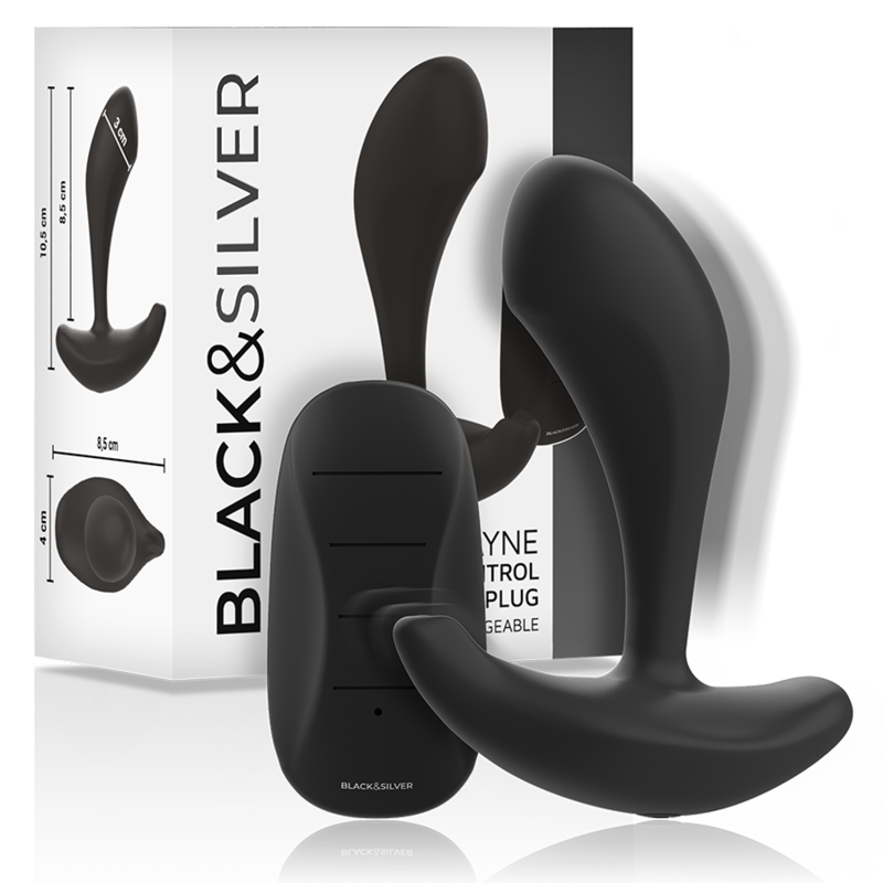 BLACK&amp;SILVER - DWAYNE ANAL PLUG SILICONE REMOTE CONTROL