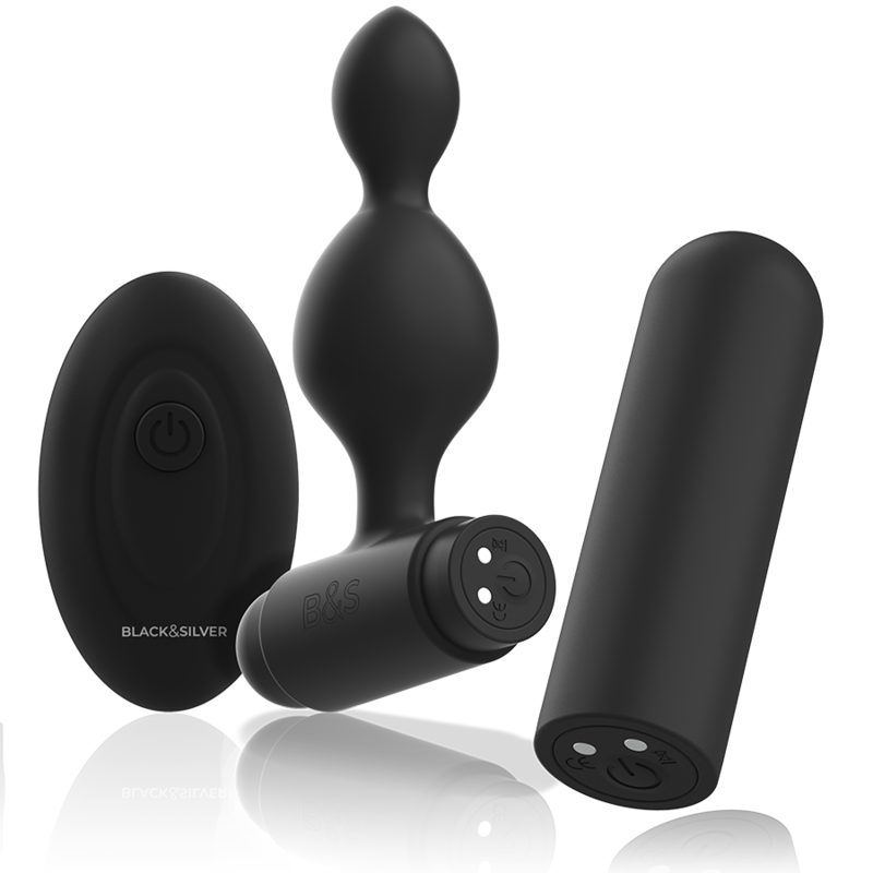 BLACK&amp;SILVER - TUCKER SMALL SILICONE ANAL PLUG REMOTE CONTROL