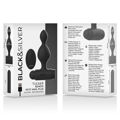 BLACK&amp;SILVER - TUCKER SMALL SILICONE ANAL PLUG REMOTE CONTROL