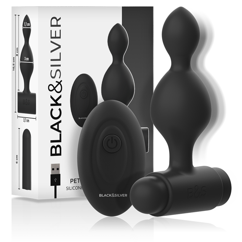 BLACK&amp;SILVER - TUCKER SMALL SILICONE ANAL PLUG REMOTE CONTROL