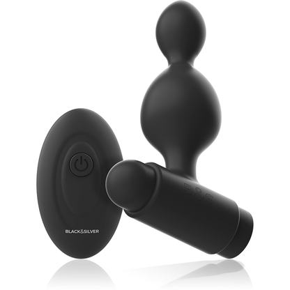 BLACK&amp;SILVER - TUCKER SMALL SILICONE ANAL PLUG REMOTE CONTROL