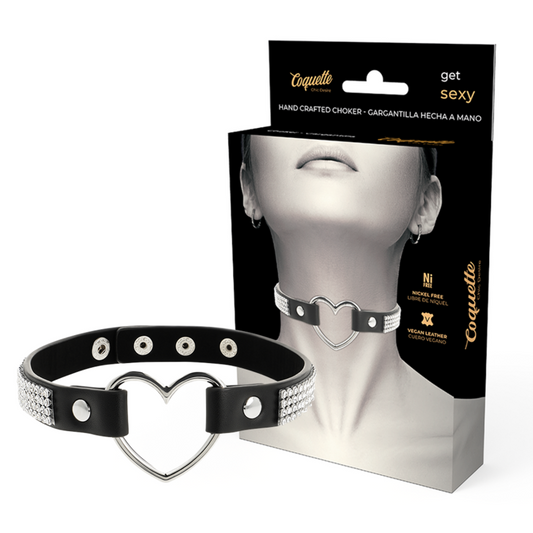 COQUETTE CHIC DESIRE - HEART VEGAN LEATHER CHOKER