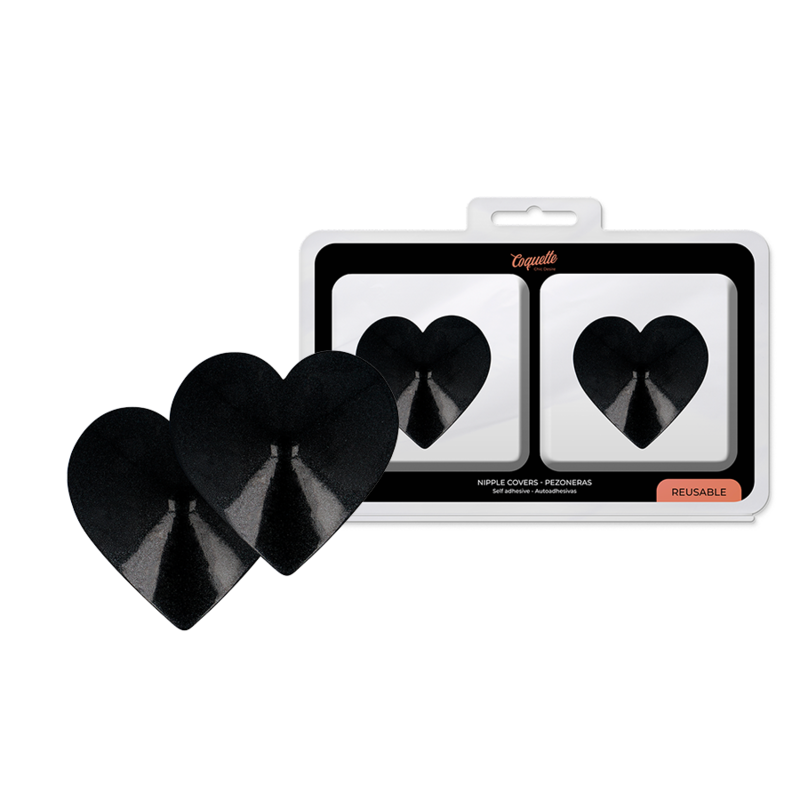 COQUETTE CHIC DESIRE - BLACK HEARTS NIPPLE COVERS